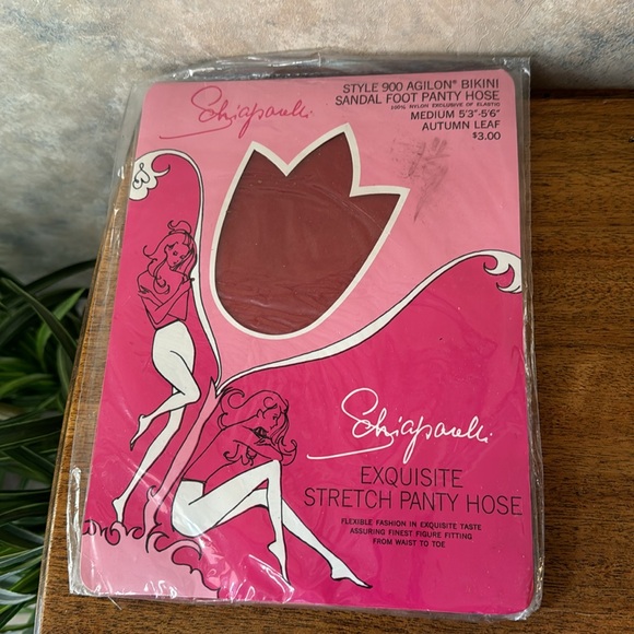 NOS Schiaparelli Autumn Leaf Bikini Sandal Foot Panty Hose Oldstock PM Nip